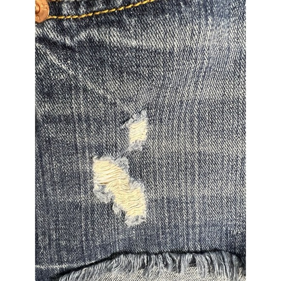 Levi's Y2K Embroidered Distressed Raw Hem Denim Mini Skirt Bird Boho Size 9 - Picture 4 of 10